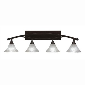 Toltec Lighting Bow 4 - Light Vanity in  Bronze with 7" Frosted Crystal Shade - 1 of 1