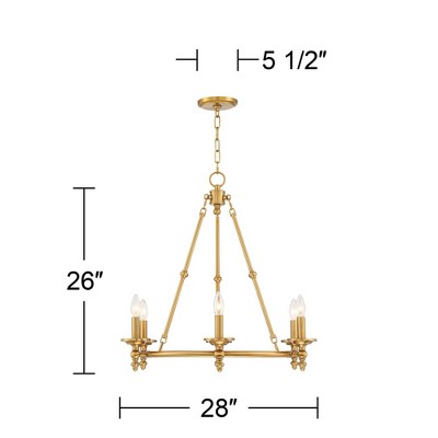 Antique Brass 6-Light Wagon Wheel Chandelier