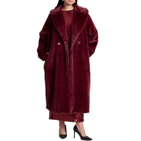 ELOQUII Women's Plus Size Faux Fur Long Coat - image 1 of 4