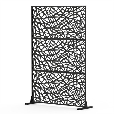 DSVIMOY Privacy Screens and Panels, Freestanding Outdoor Indoor Privacy Screen, Decorative Privacy Screen for Balcony, Black, 48.31"*15.75"*70.75"