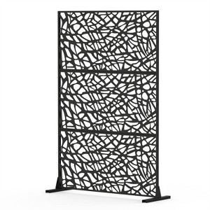 DSVIMOY Privacy Screens and Panels, Freestanding Outdoor Indoor Privacy Screen, Decorative Privacy Screen for Balcony, Black, 48.31"*15.75"*70.75" - 1 of 4