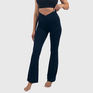 Alpine Swiss Leila Womens Flare Leggings High Waisted Crossover V Waist Buttery Soft Tummy Control Yoga Pants Not See Through Workout Bootcut Tights - 1 of 4
