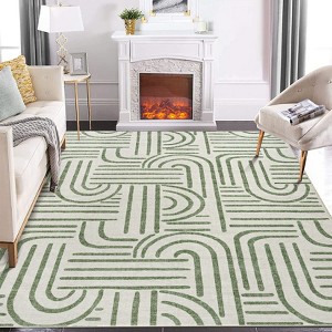 Modern Area Rug for Living Room, Vintage Low Pile Floor Rug with Non Slip Backing, Washable Stain Resistant Carpet for Dorm Office - 1 of 4
