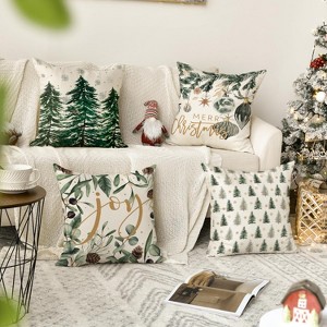Velvet Merry Christmas Trees Snowflake Throw Pillow Covers, 18 x 18 Inch Joy Xmas Balls - 1 of 4