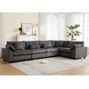 Oversized Modular Sectional Sofa Couch Set, 5-Seater L-Shaped Sectional for Living Room, Corduroy Upholstered Modular Sofa with 7 Free Pillows - 2 of 4