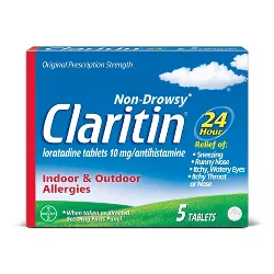 Claritin Allergy Relief 24 Hour Non-Drowsy Loratadine Tablets - 5ct