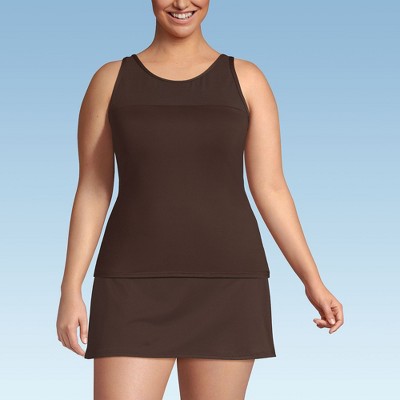 Lands' End Women's Chlorine Resistant Smoothing Control High Neck Tankini Swimsuit Top