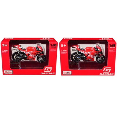 KTM RC16 #37 &  #44 "GasGas Factory Racing Tech3" "MotoGP World Championship" (2023) Set of 2 1/18 Diecast Models by Maisto