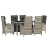 vidaXL Patio Dining Set Wicker Table and Chair with Cushions Gray Poly Rattan - 59.1" Table Length 6x Armchair + Table - 3 of 4