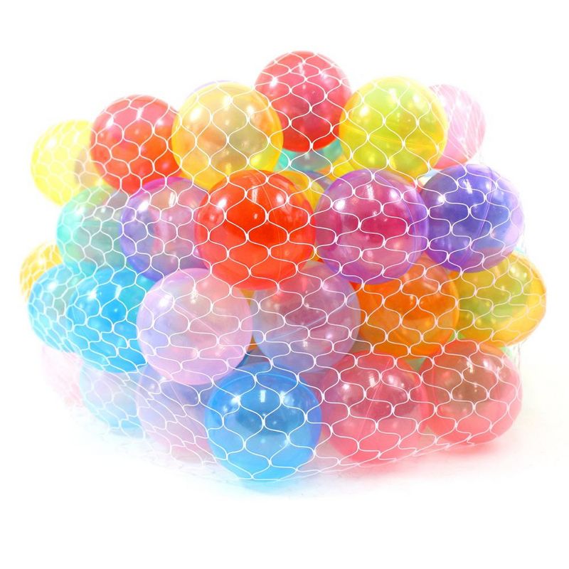 Insten 100 Pieces Transparent Phthalate-Free Crush Proof Play Balls with Mesh Storage Net for Kids and Children's Play Tent, 3 of 4