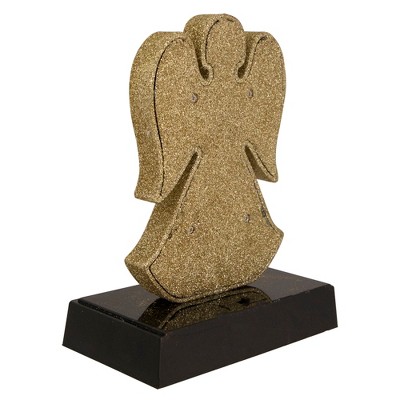 Gold Glitter LED Angel Christmas Stocking Holder