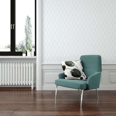 White and Silver Geometric Vinyl Wallpaper Roll