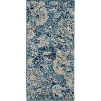 Tranquil TRA02 Ivory/Light Blue Area Rug French Country Eclectic Floral By Nourison
