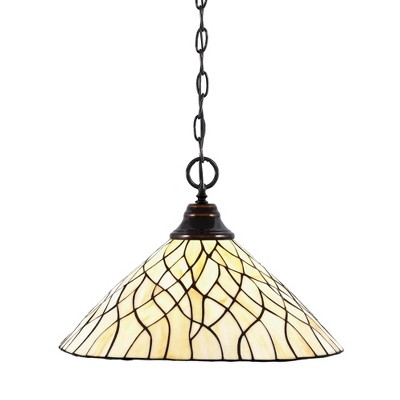 Toltec Lighting Any 1 - Light Pendant in  Black Copper with 16" Sandhill Art Glass Shade