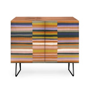 Gigi Rosado Brown Striped Pattern Walnut Credenza - Deny Designs - 1 of 3