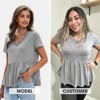 EXLURA Women's Summer Short Sleeve Peplum Babydoll Tops Cute V Neck T Shirts - 2 of 4
