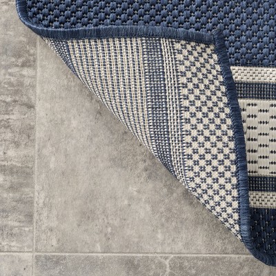 Navy Stripe 4' x 6' Stain-Resistant Synthetic Rug