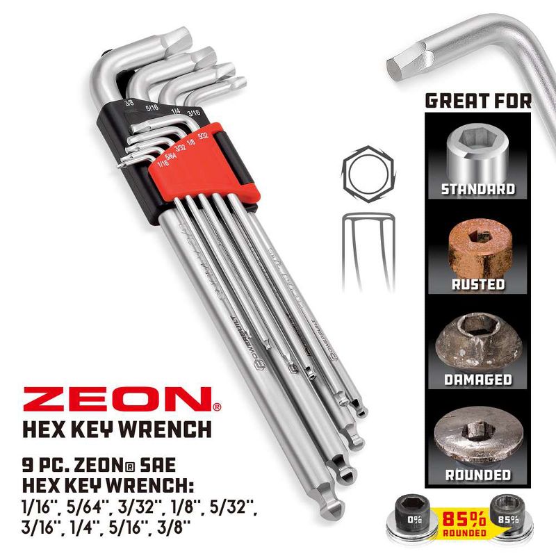 Powerbuilt 9 Piece Zeon SAE Hex Key Wrench Set for Damaged Fasteners, 2 of 4