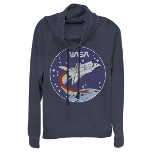 Juniors Womens NASA Space Rocket Cowl Neck Sweatshirt - 1 of 3