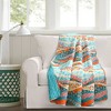 50"x60" Hailey Watercolor Wave Reversible Cotton Throw Blanket Turquoise - Lush Décor - 2 of 4