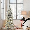 LuxenHome 4.5Ft Pre-Lit Snow Flocked Slender Fir Artificial Christmas Tree Green - 3 of 4