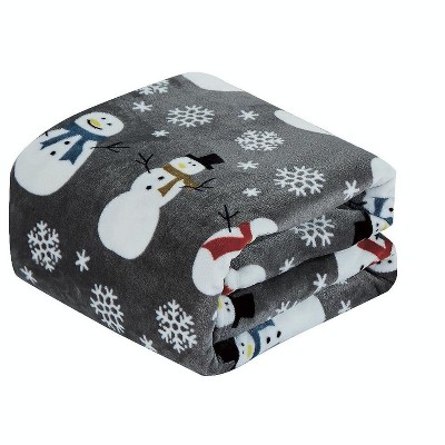 Kate Aurora Ultra Soft & Cozy Christmas Gray Snowman Plush Accent Throw ...