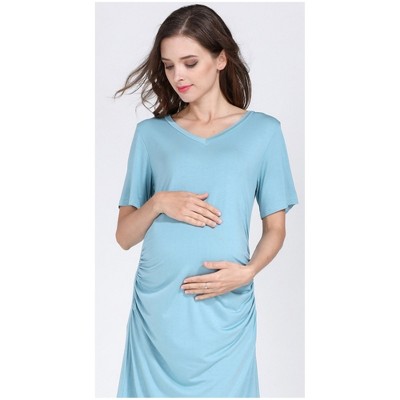 Women's Maternity Casual Short Sleeve V Neck Loose Dress