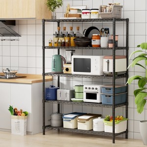 Vynxaria 48" 5-Tier Black Wire Shelf - 400LBS Per Shelf, Heavy Duty Steel Storage Rack (48"W x 20"D x 72"H), Rust-Resistant for Kitchen/Laundry/Garage - 1 of 4