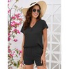 Womens Summer Pajama Sets 2 Piece Lounge Sets Shorts Set V Neck Shirt with 4 Inseam Shorts Solid Pajama Sets - 4 of 4