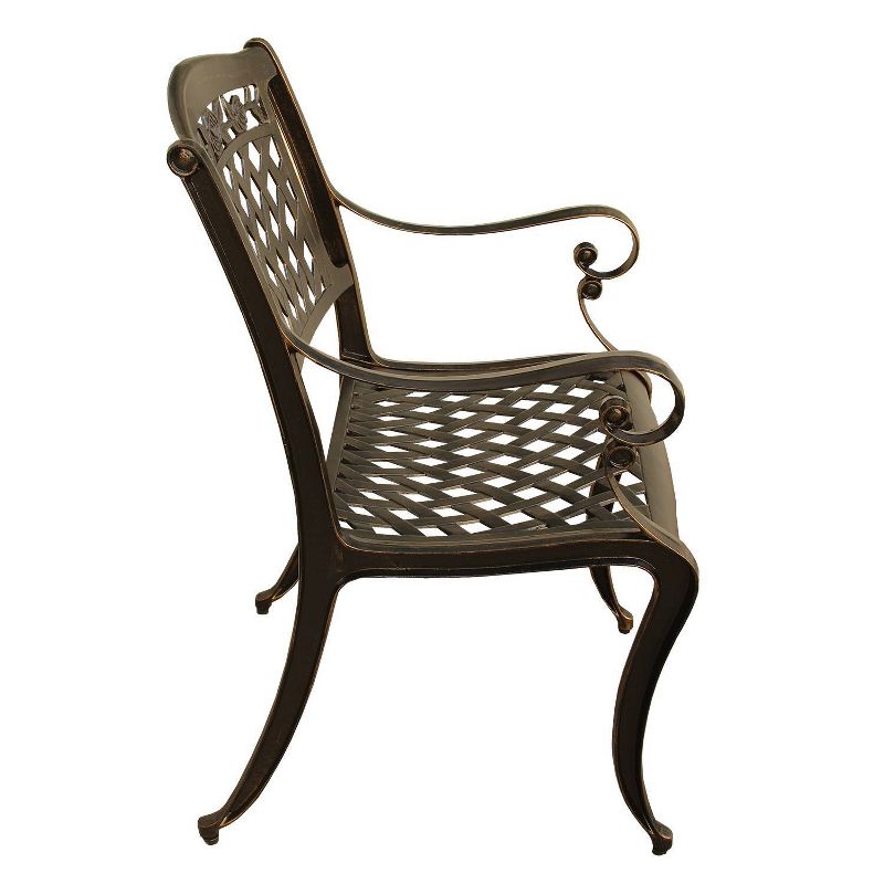 Rose Ornate Outdoor Mesh Lattice Aluminum Dining Chair - Bronze - Oakland Living, 3 of 8