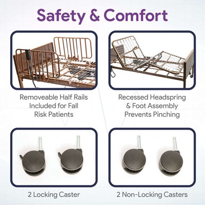 ProHeal Semi-Electric Adjustable Homecare Bed with Full Rails