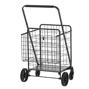 Cesicia 20.87 x 18.9 x 40.55" Grocery Cart, Foldable Utility Shopping Carts with Double Basket and 360¡ã Rolling Swivel Wheels - 1 of 4