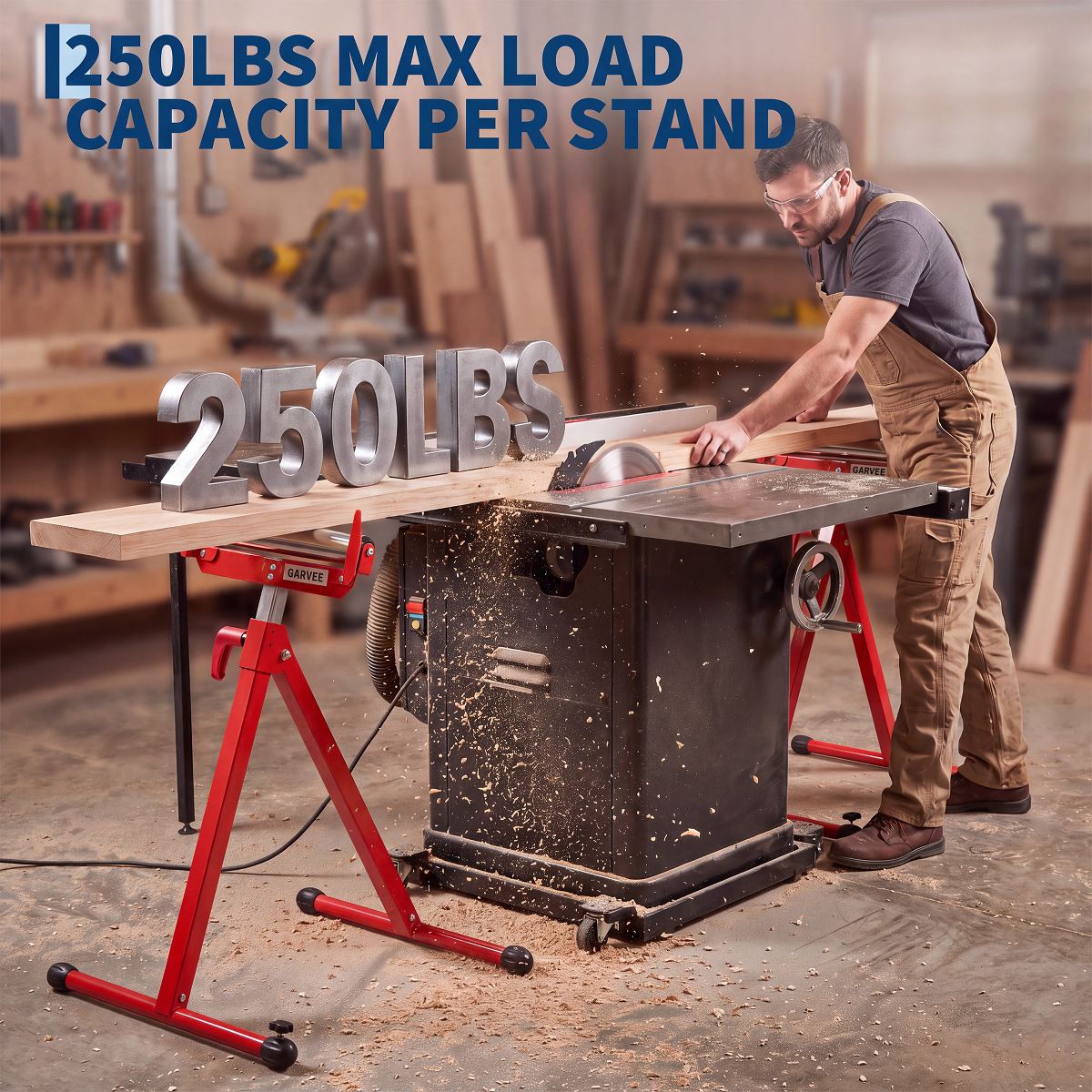 Folding Roller Stand, Heavy Duty 250 LBS Capacity Table Saw Outfeed Support, 27"-43" Adjustable Height for Woodworking & Metalworking, 1/2 Pack - thumbnail 10