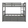 TiramisuBest Twin Bunk Bed with Ladder, Safety Rail,Twin Trundle Bed with 3 Drawers for Bedroom,Guest Room Furniture(Gray) - 3 of 4