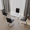 XIYUYEU 51" Dining Table Set for 4 Dining Table Tempered Glass Top Silver Plating Legs with 4 Chairs for Dining Room - 3 of 4