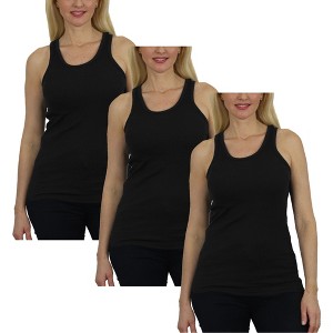 Galaxy By Harvic Women's Loose Fit Ribbed Tank Top-3 Pack - 1 of 4