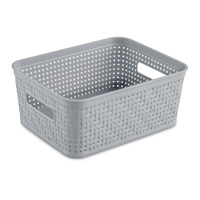 Sterilite 10x8x4.25 Inch Rectangular Weave Pattern Short Basket W ...