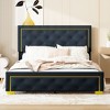 CAVINAS Queen Bed Frame with Pull Point Headboard and Queen Bed Metal Wire Frame at The Head and Foot of The Bed, Metal Feet, Velvet, beige - 2 of 4