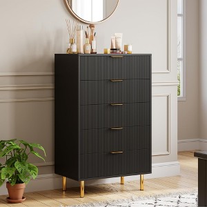 Whizmax Fluted 5 Drawers Dresser for Bedroom, Wooden Drawer Organizer for Bedroom, Living Room, Hallway, Entryway - 1 of 4