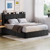 Bed Frame with Lift Up Storage, Upholstered Velvet Bed with Storage Headboard, No Box Spring Needed, Solid Wood Slats - 3 of 4