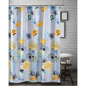 Greenland Home Fashions 1908CSHW Watercolor Dream Gray Shower Curtain, 72x72 Inches - 1 of 2