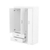 TIRAMISUBEST 3-Door Wardrobe with 2 Storage Drawers, Modern Bedroom Armoire Closet with Hanging Rod and Storage Shelves - 4 of 4