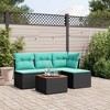 vidaXL 5 Piece Patio Sofa Set with Cushions - Black and Blue - 2 of 4