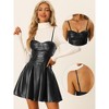 Allegra K Women's Spaghetti Strap Sweetheart Neckline A-line PU Dress - 2 of 4
