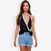Anna-Kaci Women's Halter Neck Knit Tank Top with V-Neck Wrap Design and Side Tie Detail Top - 2 of 4