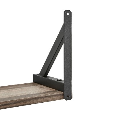 Elegantly Industrial Black Iron & Distressed Wood Floating Shelf