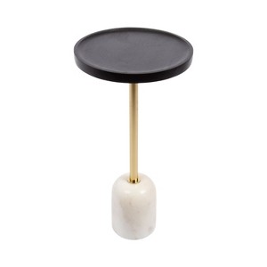 Kate and Laurel Shorrock Wood and Marble Side Table, 12x12x24, Black and Gold - 1 of 4
