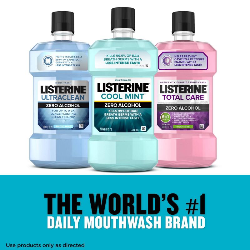 Listerine Zero Alcohol Antiseptic Mouthwash for Bad Breath and Plaque - Cool Mint - 33.8 fl oz, 6 of 10
