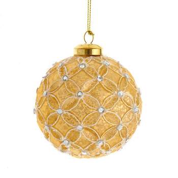 Kurt Adler 80mm Gold With Gold Pattern Glass Ball Ornaments, 6 Piece ...
