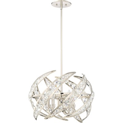 Crescent Polished Nickel Crystal 4-Light Pendant